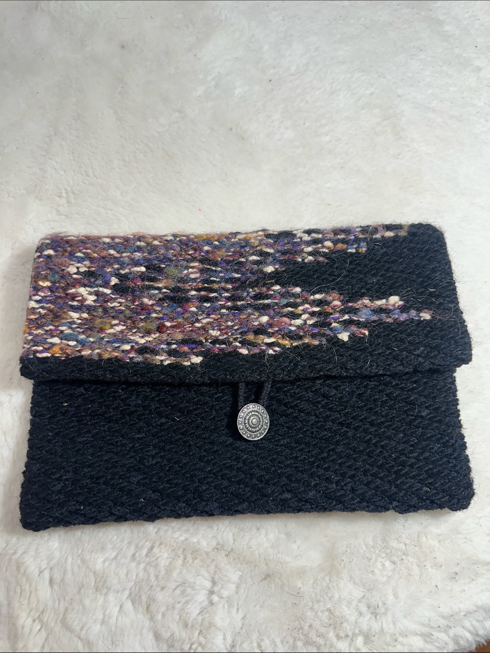 Anthropologie wool clutch purse